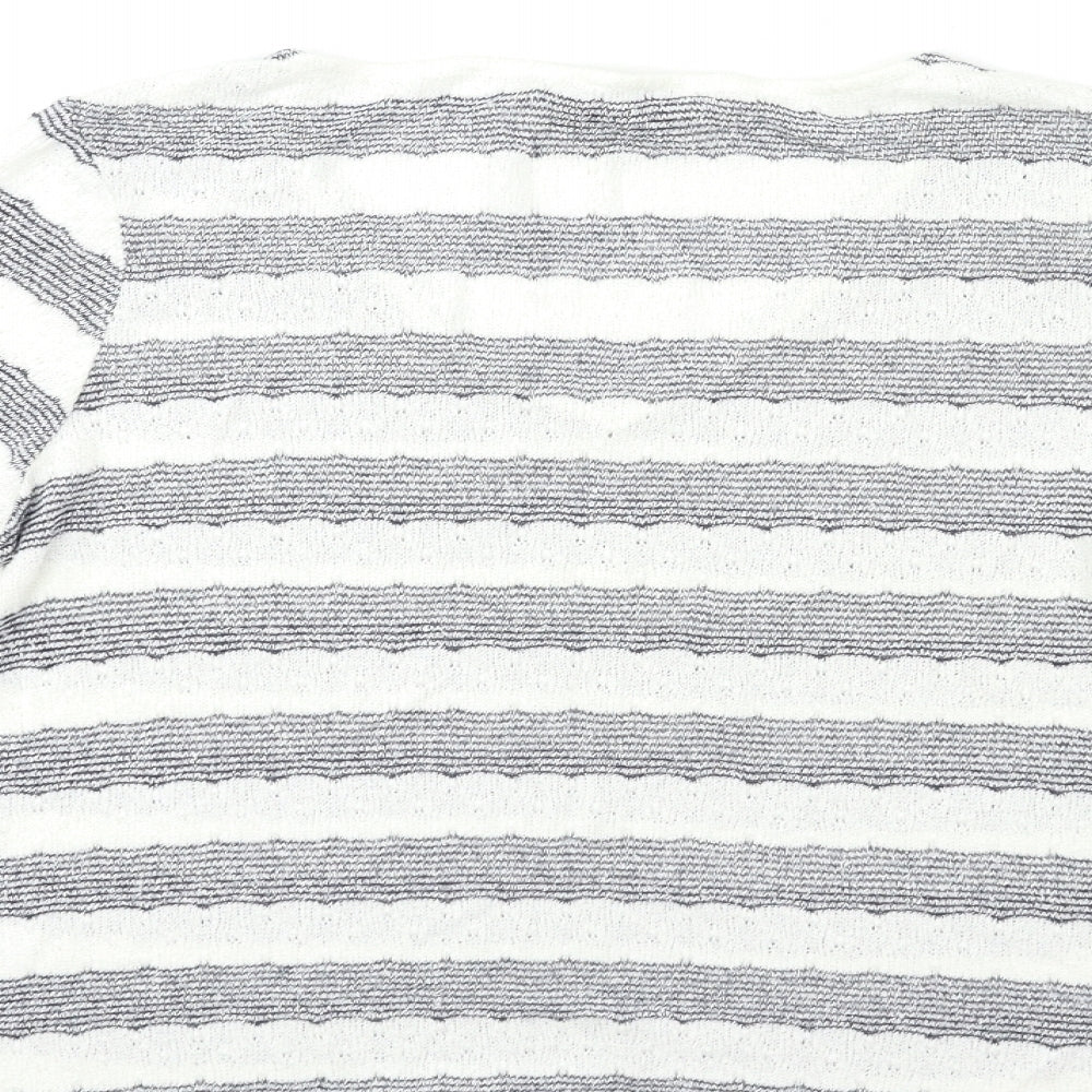 net Womens White Striped Knit Pullover Jumper Size 14