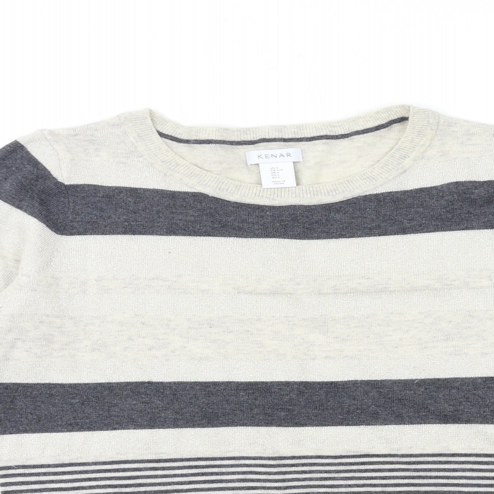 Kenar Womens Beige Striped Knit Pullover Jumper Size L