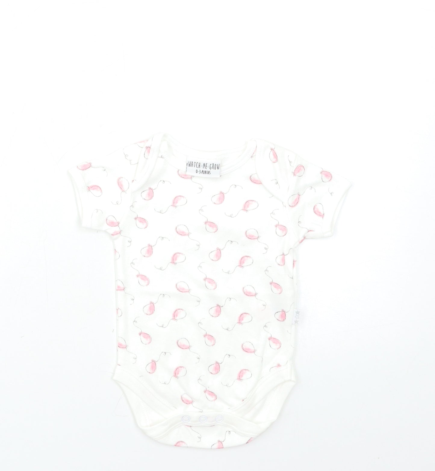 Watch me grow Baby White Geometric  Babygrow One-Piece Size 0-3 Months