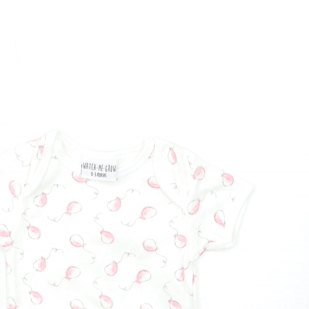 Watch me grow Baby White Geometric  Babygrow One-Piece Size 0-3 Months