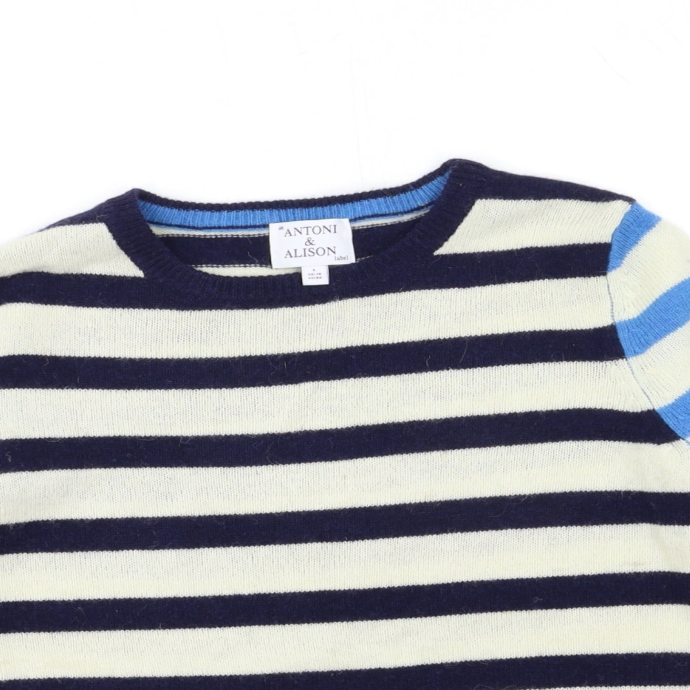 Antoni & Alison Womens Beige Striped Knit Pullover Jumper Size 14