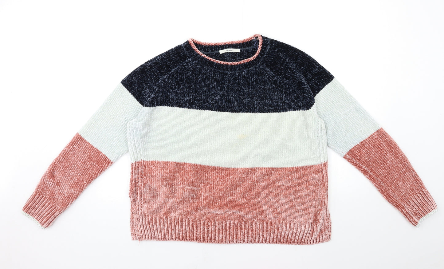 George Womens Pink Striped Knit Pullover Jumper Size 14