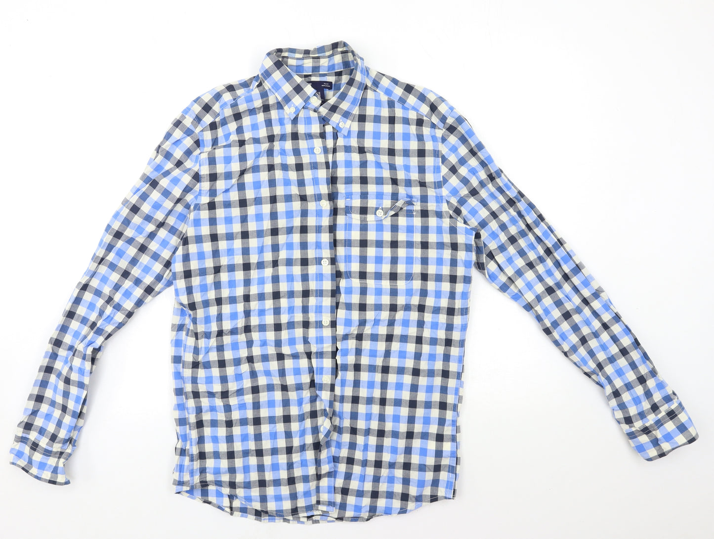 Gap Mens Blue Check   Button-Up Size M