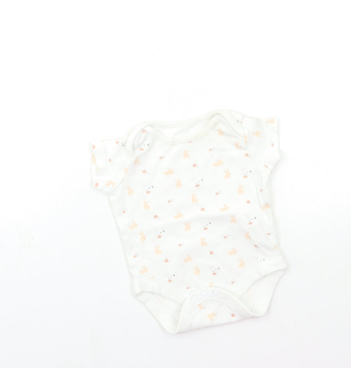 F&F Baby White Animal Print  Babygrow One-Piece Size 0-3 Months