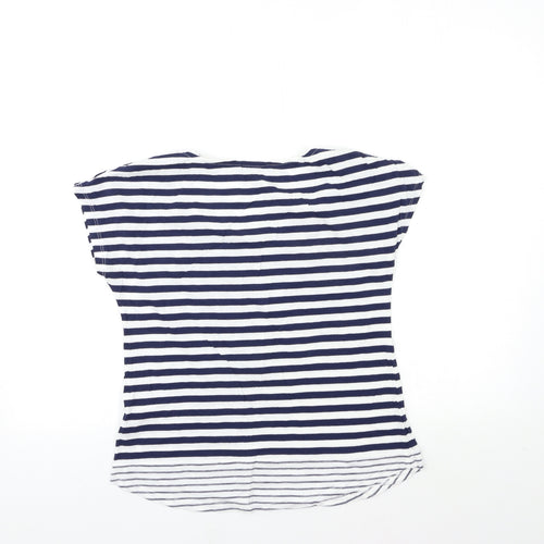 TU Womens White Striped  Basic T-Shirt Size 8