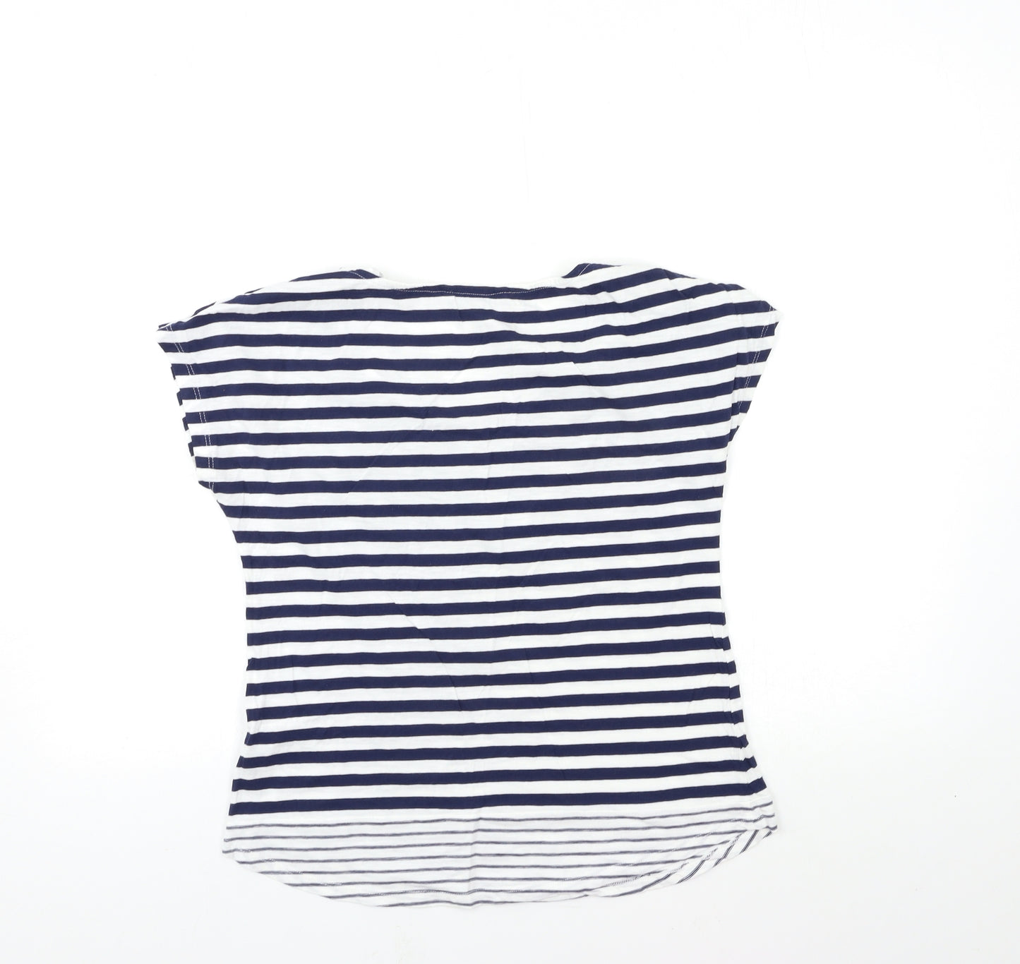TU Womens White Striped  Basic T-Shirt Size 8