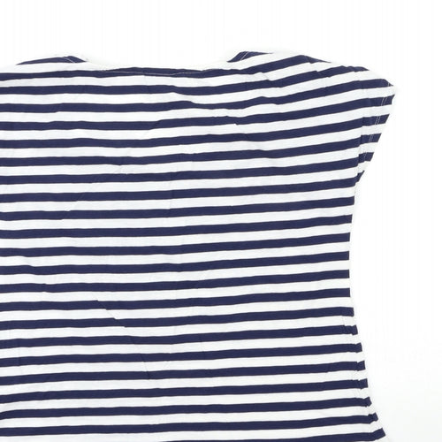TU Womens White Striped  Basic T-Shirt Size 8