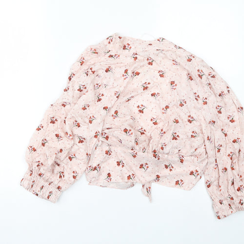 Zara Womens Pink Floral  Cropped Blouse Size XS
