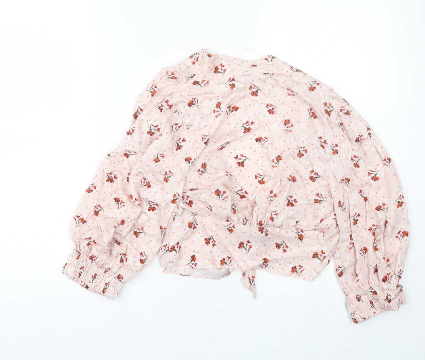 Zara Womens Pink Floral  Cropped Blouse Size XS