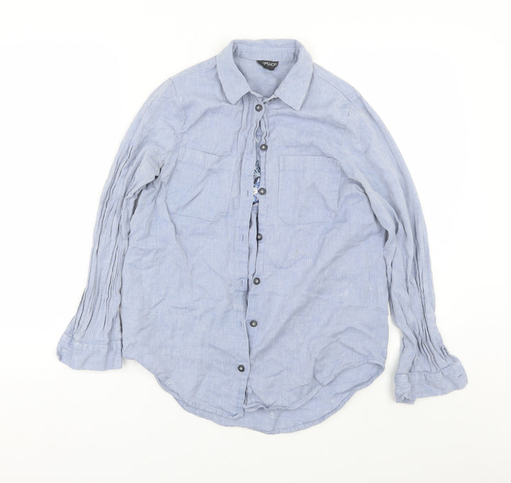 Topshop Womens Blue Floral  Basic Button-Up Size 10
