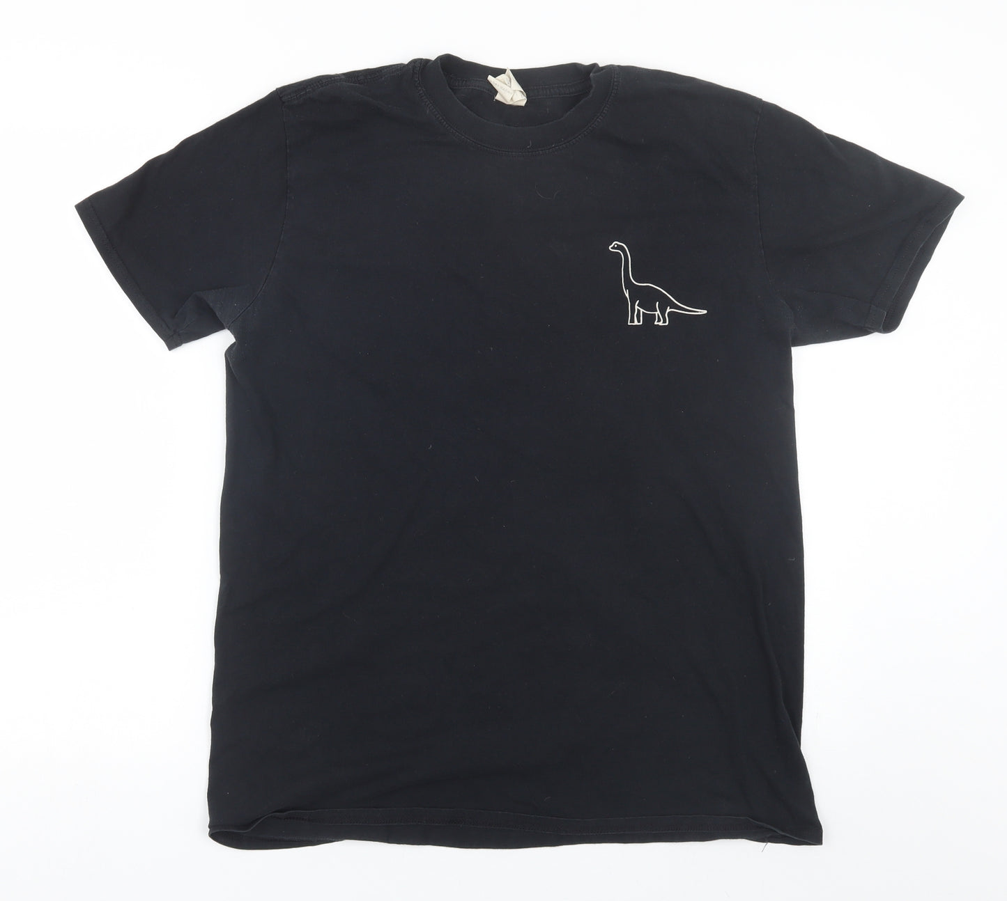Gildan Mens Black    T-Shirt Size L  - dinosaur