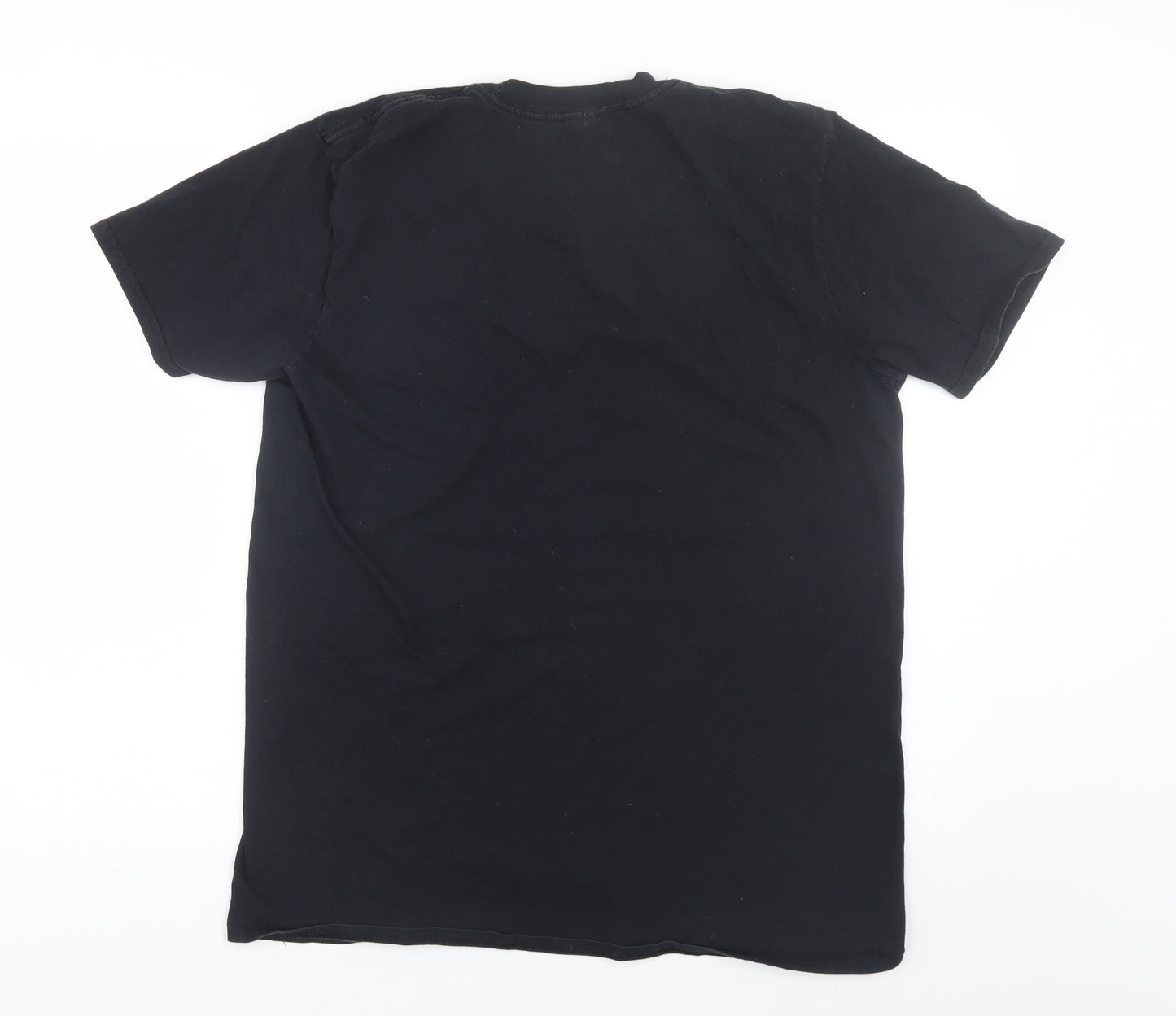 Gildan Mens Black    T-Shirt Size L  - dinosaur