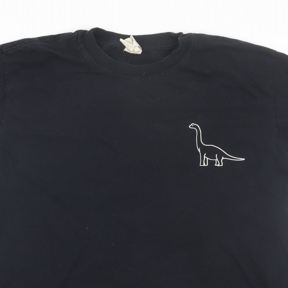 Gildan Mens Black    T-Shirt Size L  - dinosaur