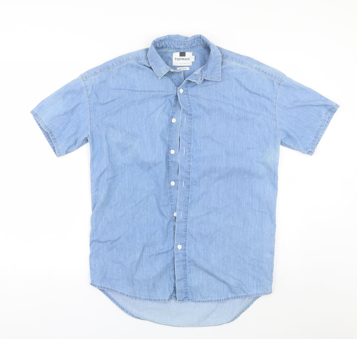 Topman Mens Blue Button-Up Size S