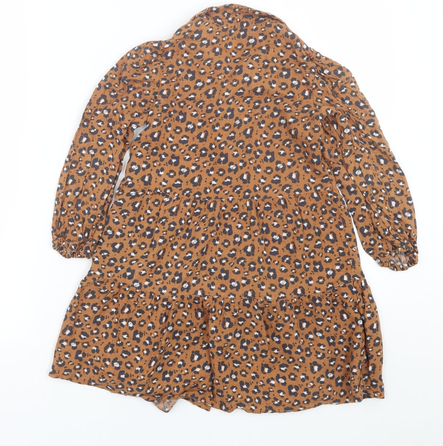 George Girls Brown Animal Print  Shirt Dress  Size 6-7 Years