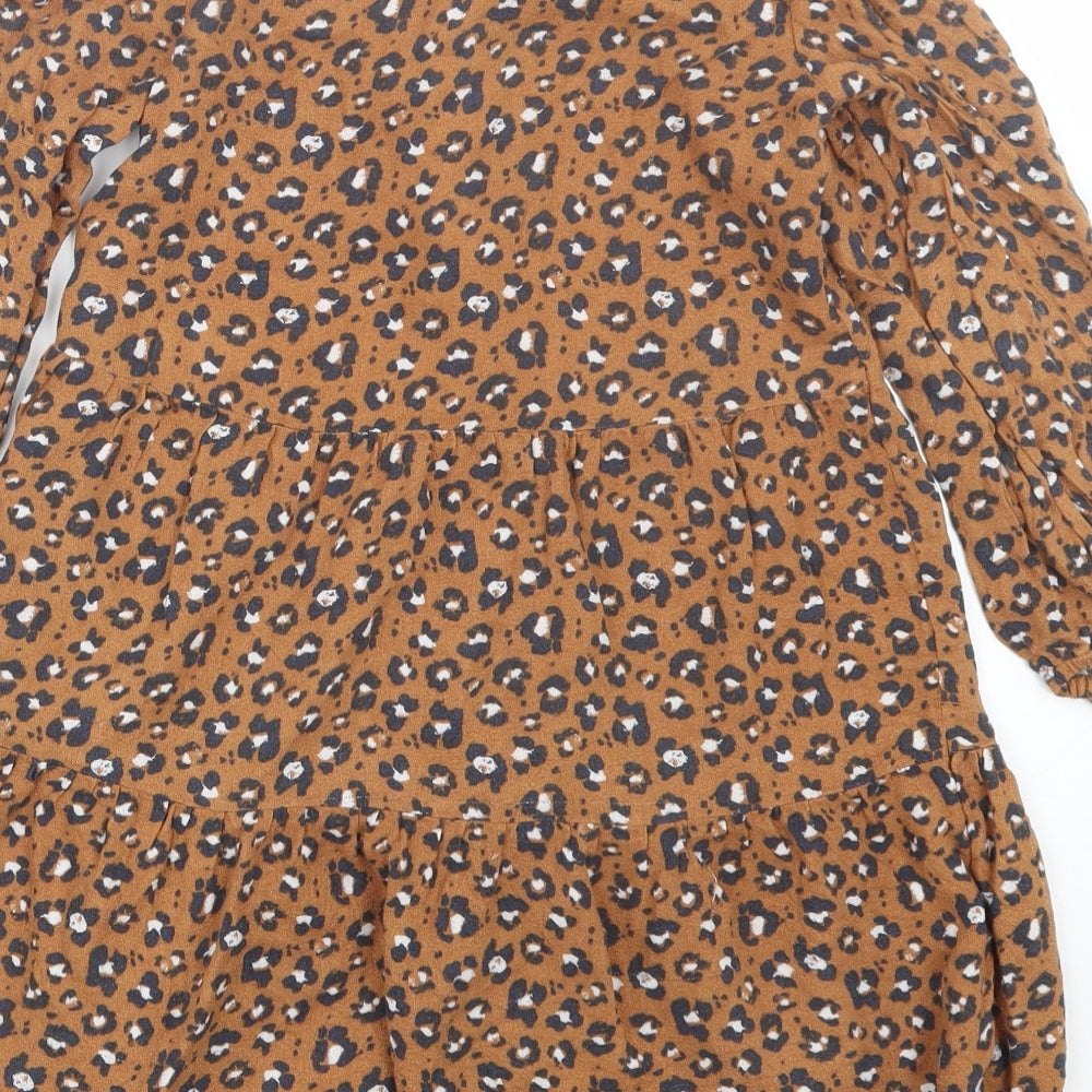 George Girls Brown Animal Print  Shirt Dress  Size 6-7 Years