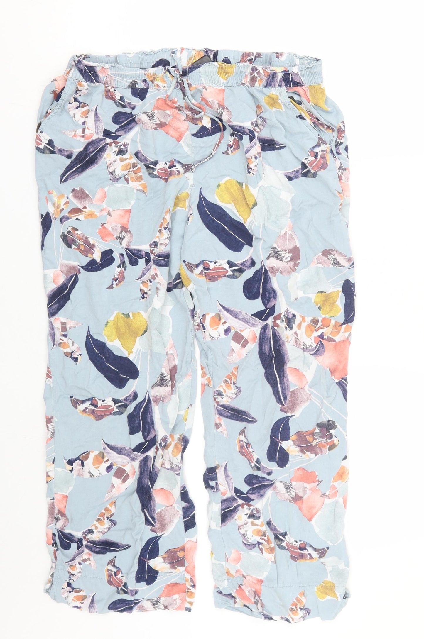 Preworn Womens Blue Floral  Capri Trousers Size L L23 in