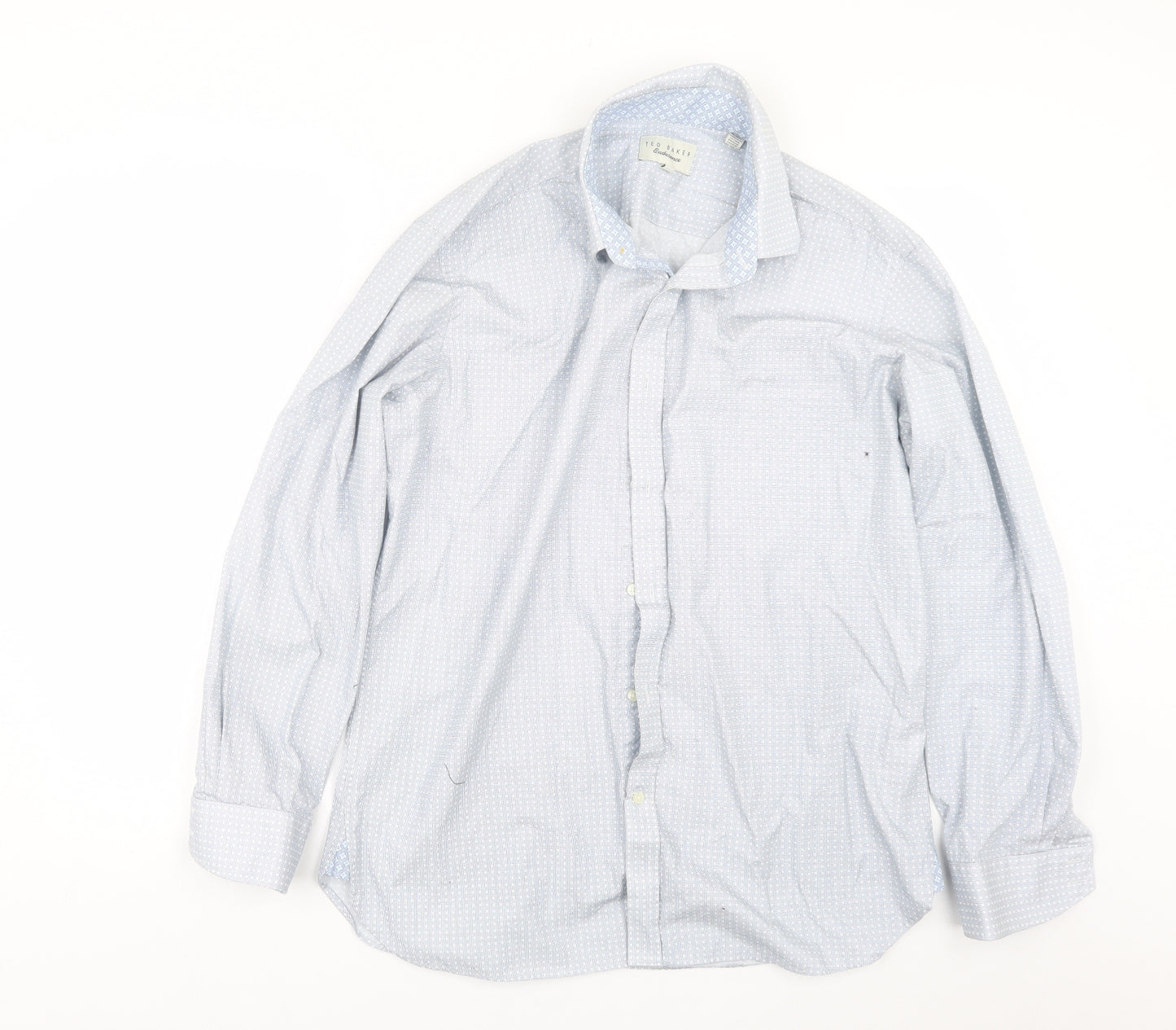 Ted Baker Mens Blue Geometric   Dress Shirt Size 16.5