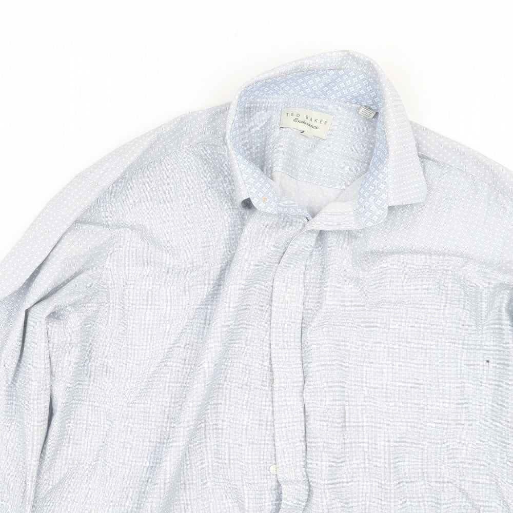 Ted Baker Mens Blue Geometric   Dress Shirt Size 16.5