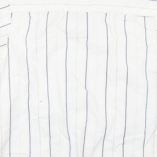 Defined Mens White Striped   Button-Up Size L