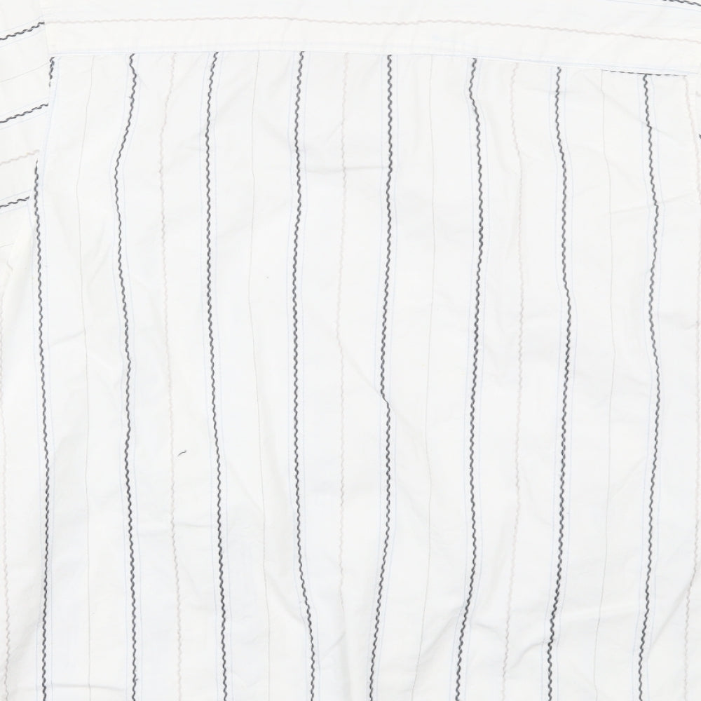 Defined Mens White Striped   Button-Up Size L