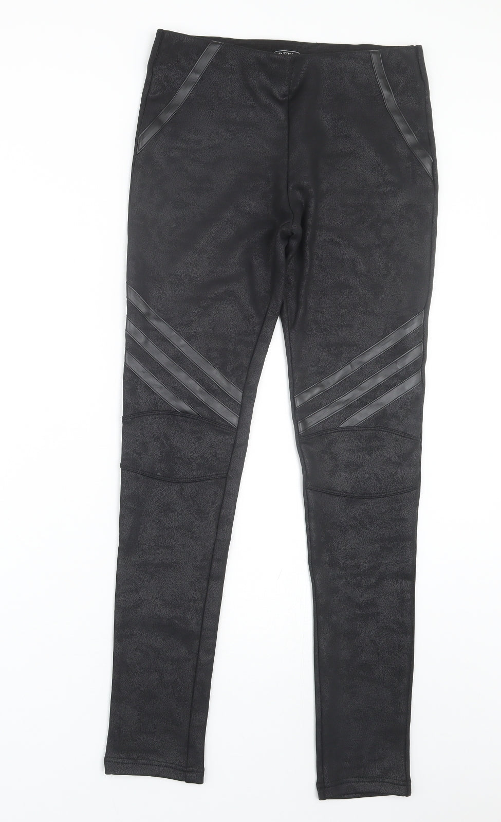 Redial Womens Black Striped  Capri Leggings Size M L28 in