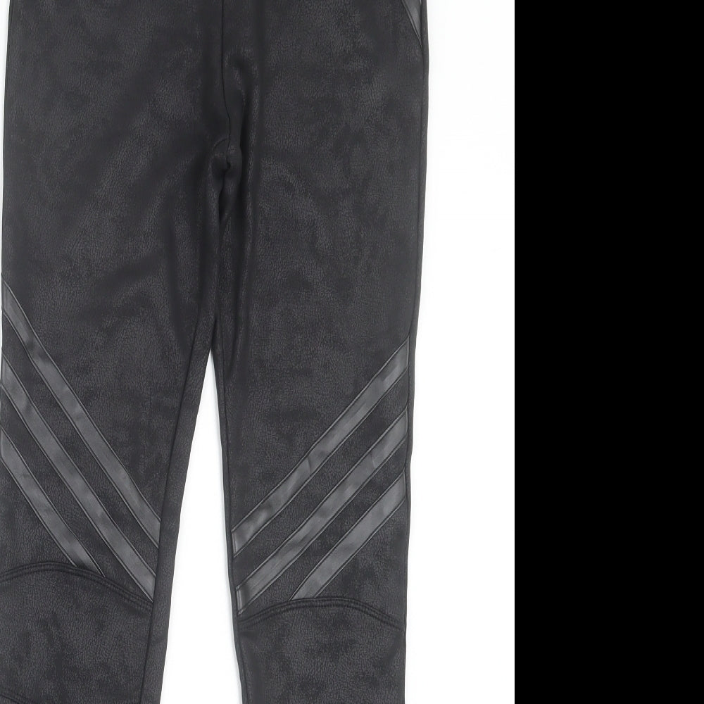 Redial Womens Black Striped  Capri Leggings Size M L28 in