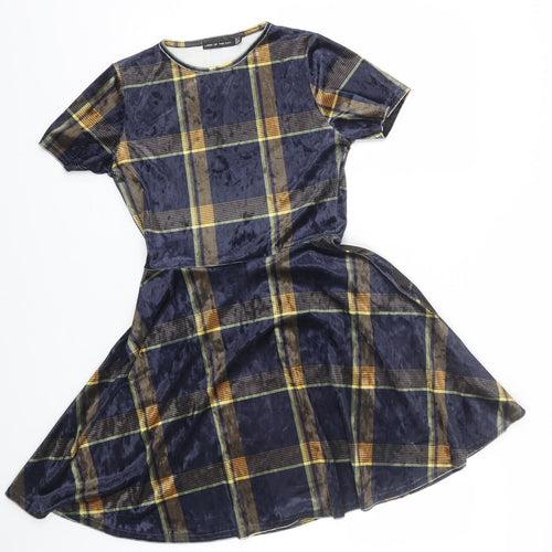 Look of the day Womens Multicoloured Plaid Velour T-Shirt Dress  Size 10