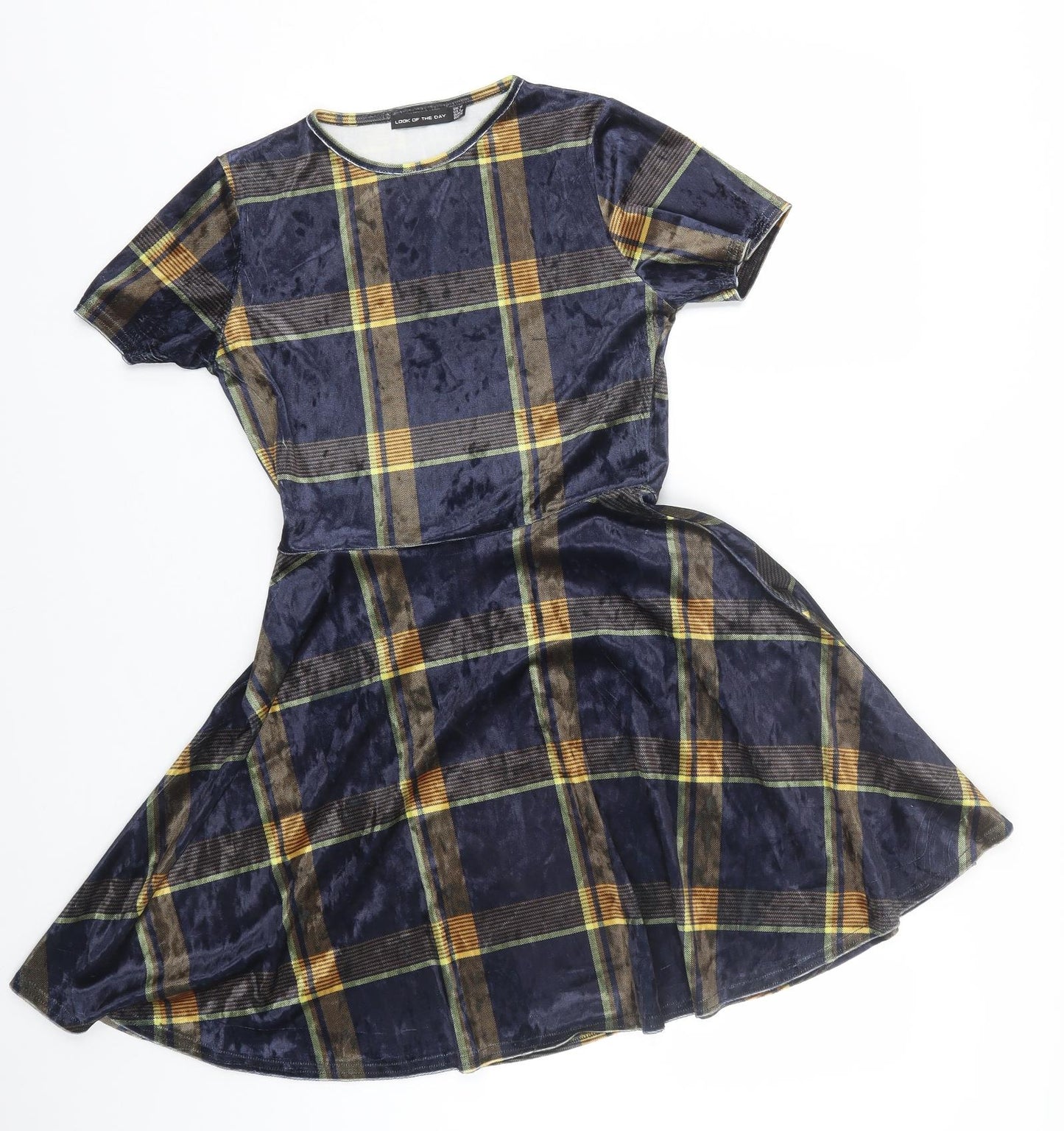 Look of the day Womens Multicoloured Plaid Velour T-Shirt Dress  Size 10