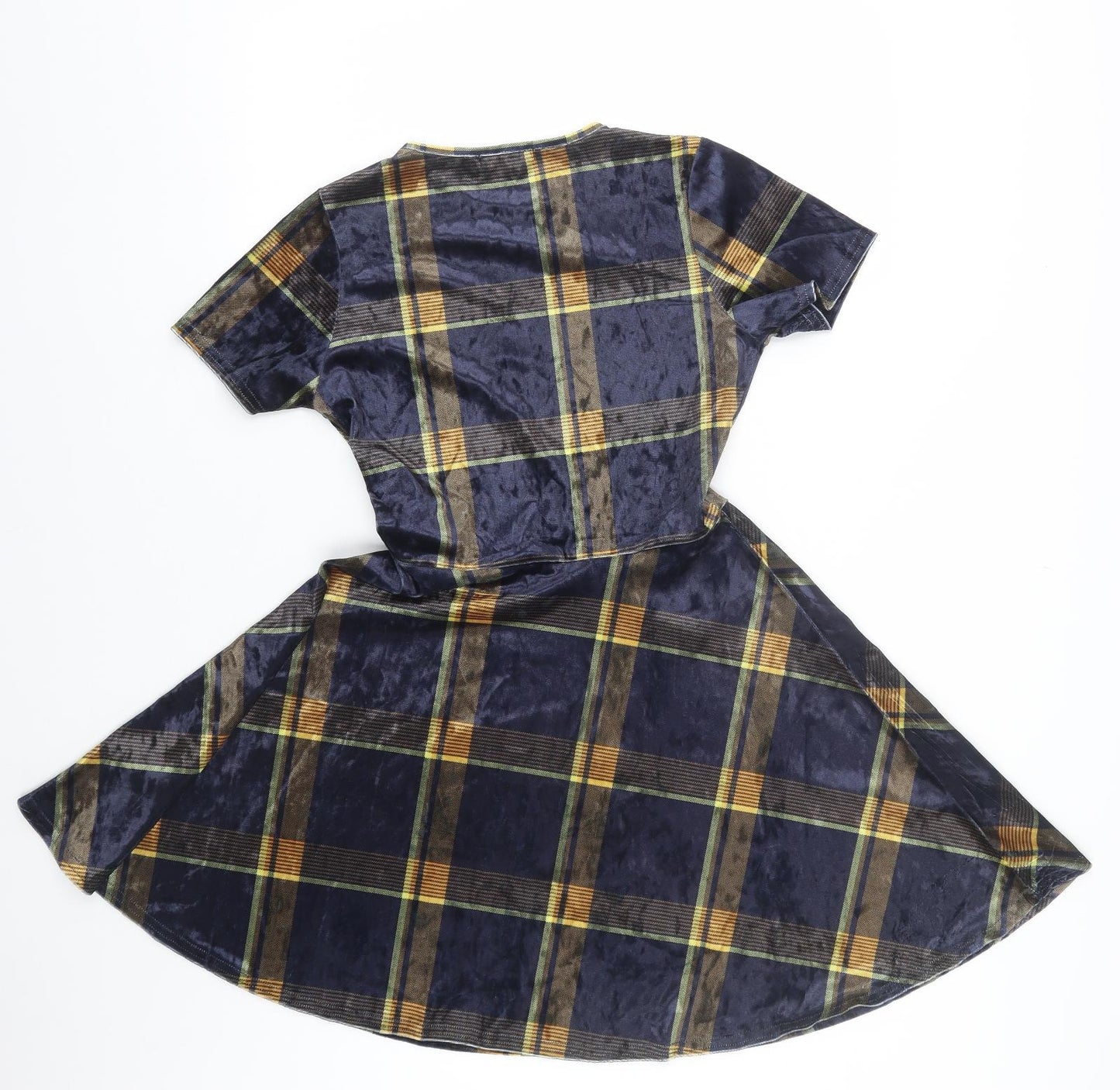 Look of the day Womens Multicoloured Plaid Velour T-Shirt Dress  Size 10