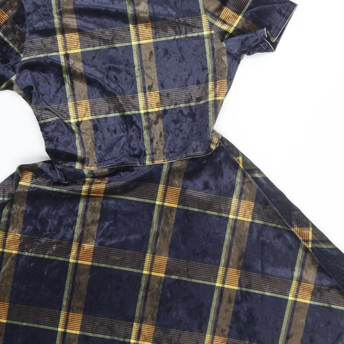 Look of the day Womens Multicoloured Plaid Velour T-Shirt Dress  Size 10