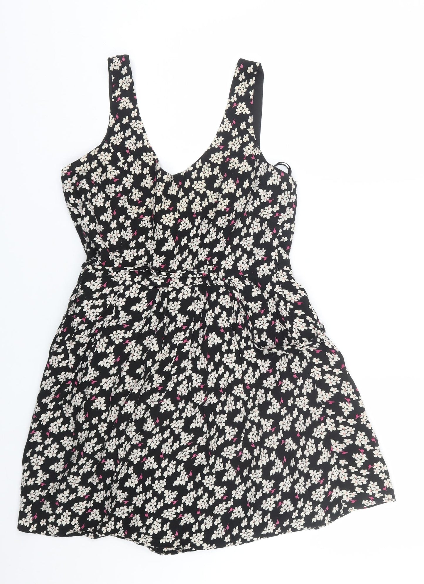New Look Womens Black Floral  Tank Dress  Size 12