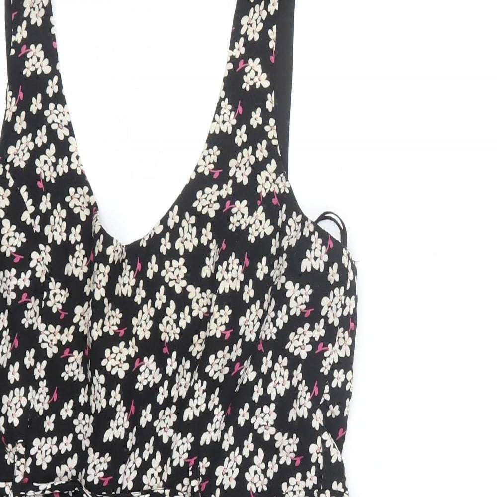 New Look Womens Black Floral  Tank Dress  Size 12