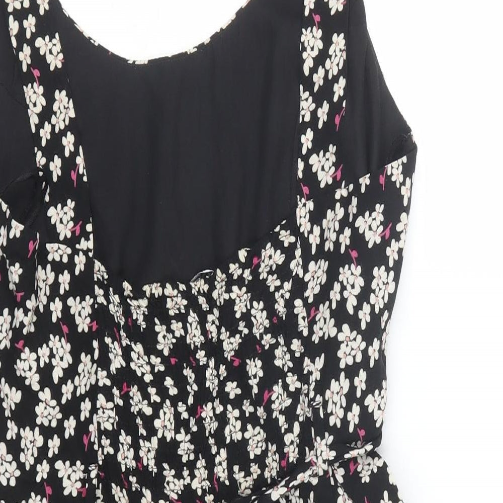 New Look Womens Black Floral  Tank Dress  Size 12