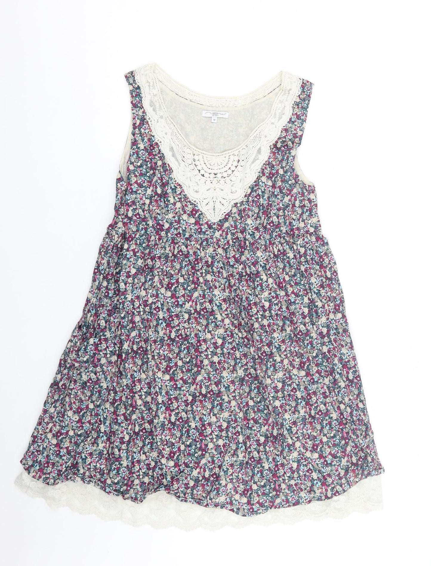 New Look Womens Multicoloured Floral  Tank Dress  Size 12