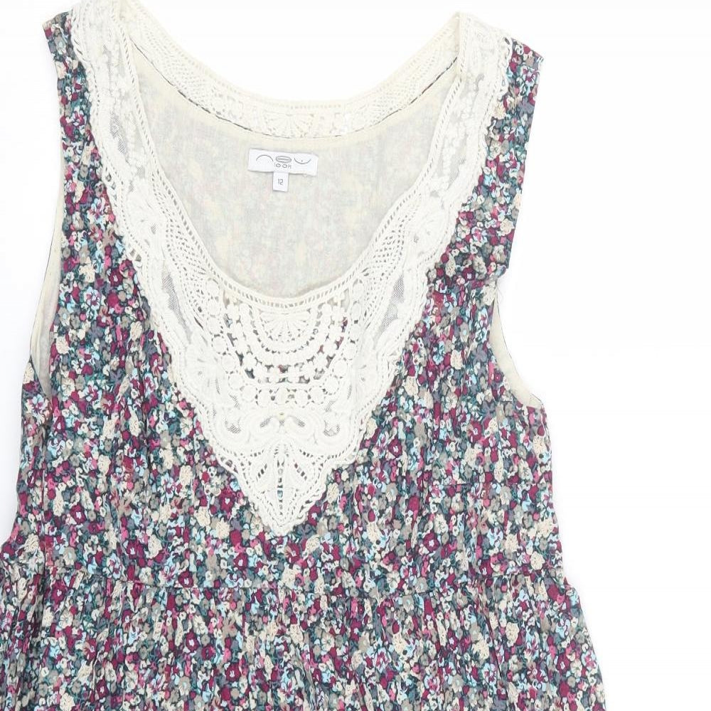 New Look Womens Multicoloured Floral  Tank Dress  Size 12
