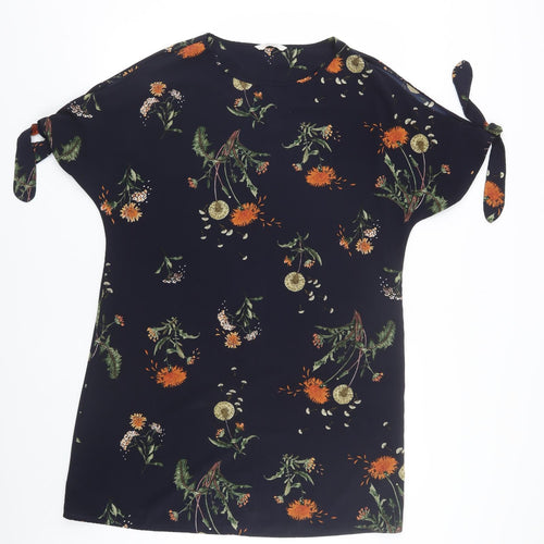 George Womens Black Floral  T-Shirt Dress  Size 14