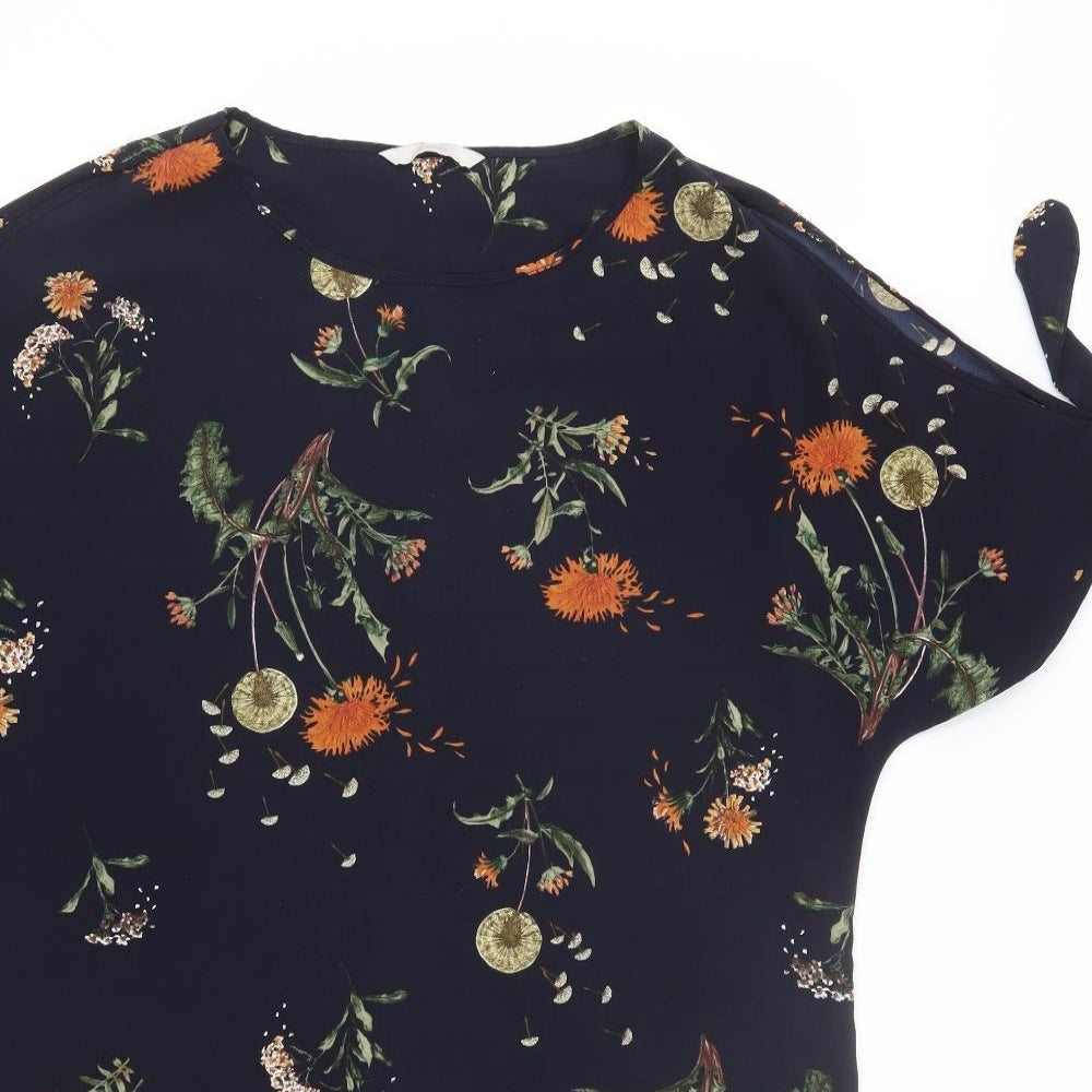 George Womens Black Floral  T-Shirt Dress  Size 14