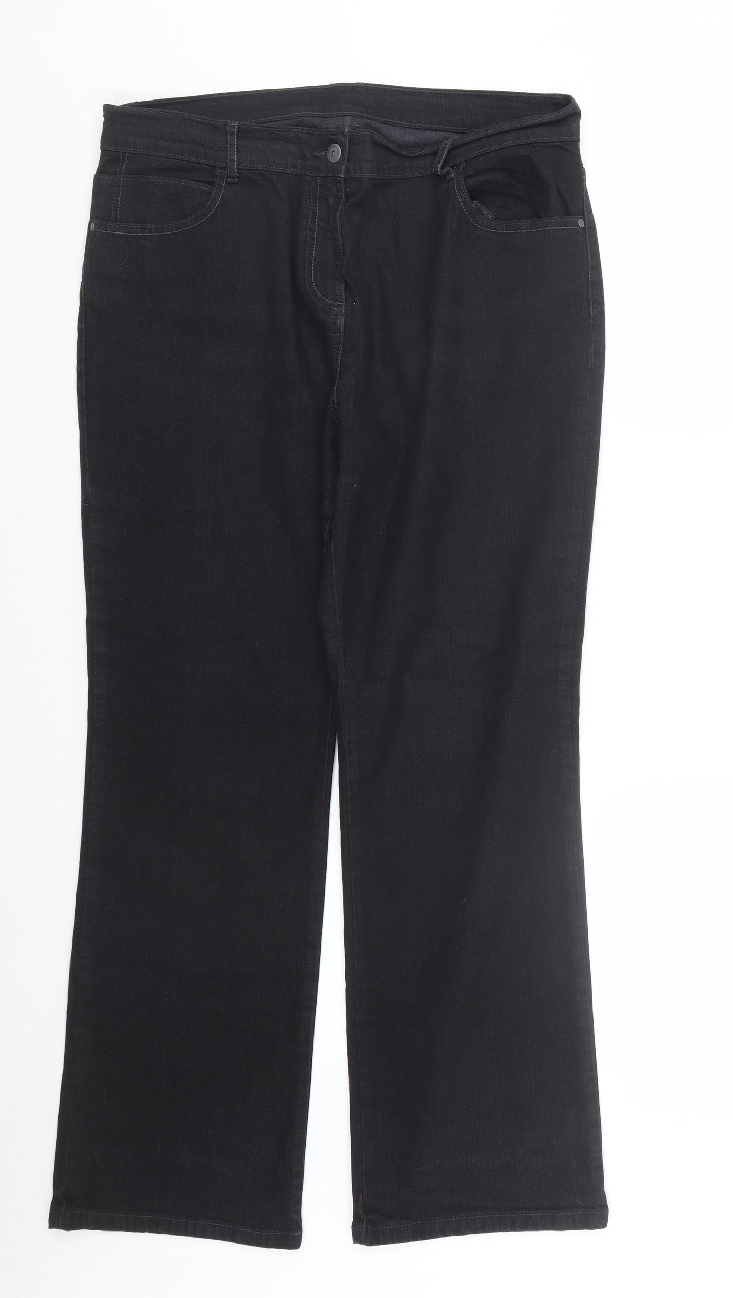 M&S Womens Black  Denim Straight Jeans Size 16 L27 in