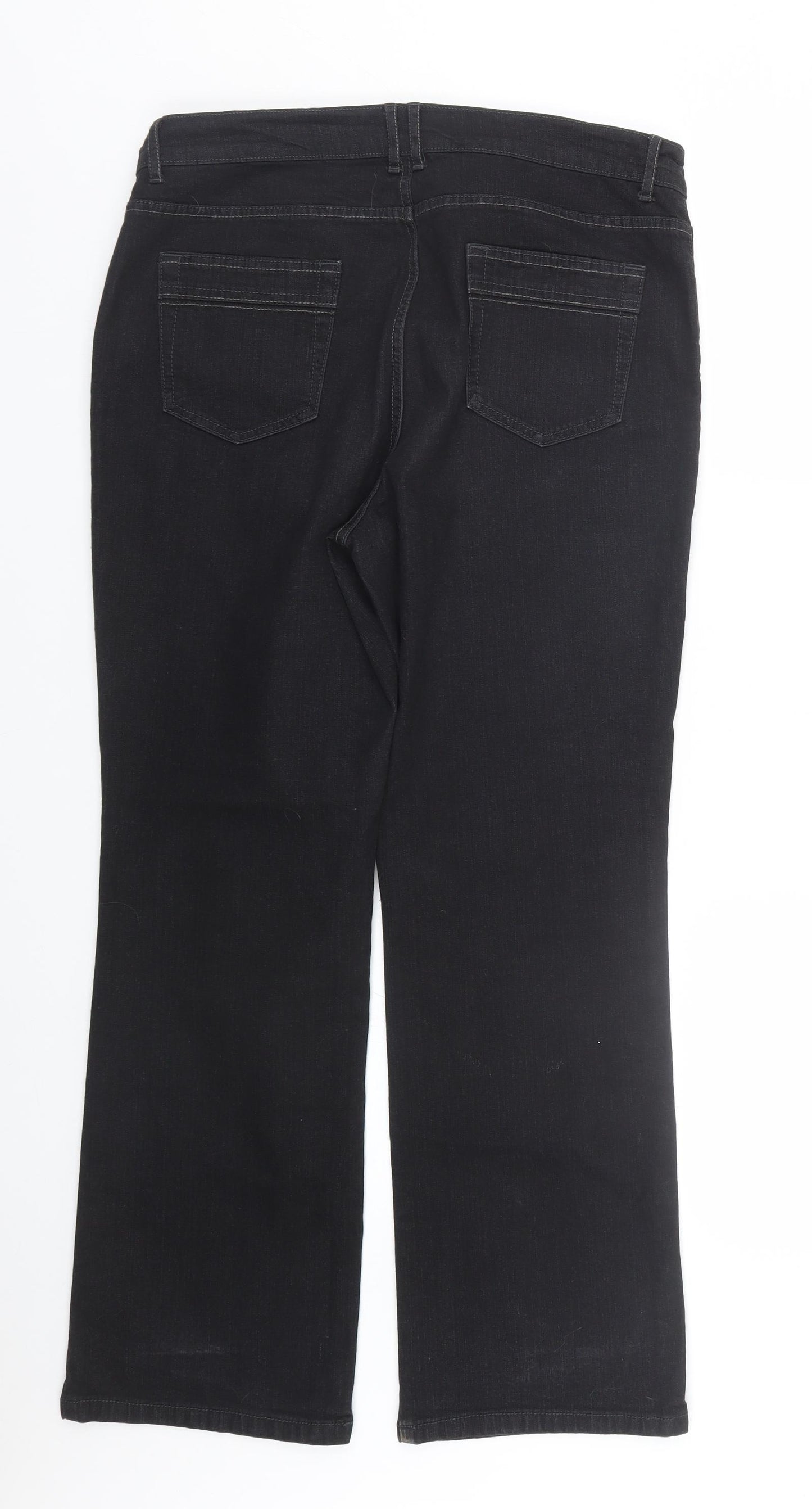 M&S Womens Black  Denim Straight Jeans Size 16 L27 in