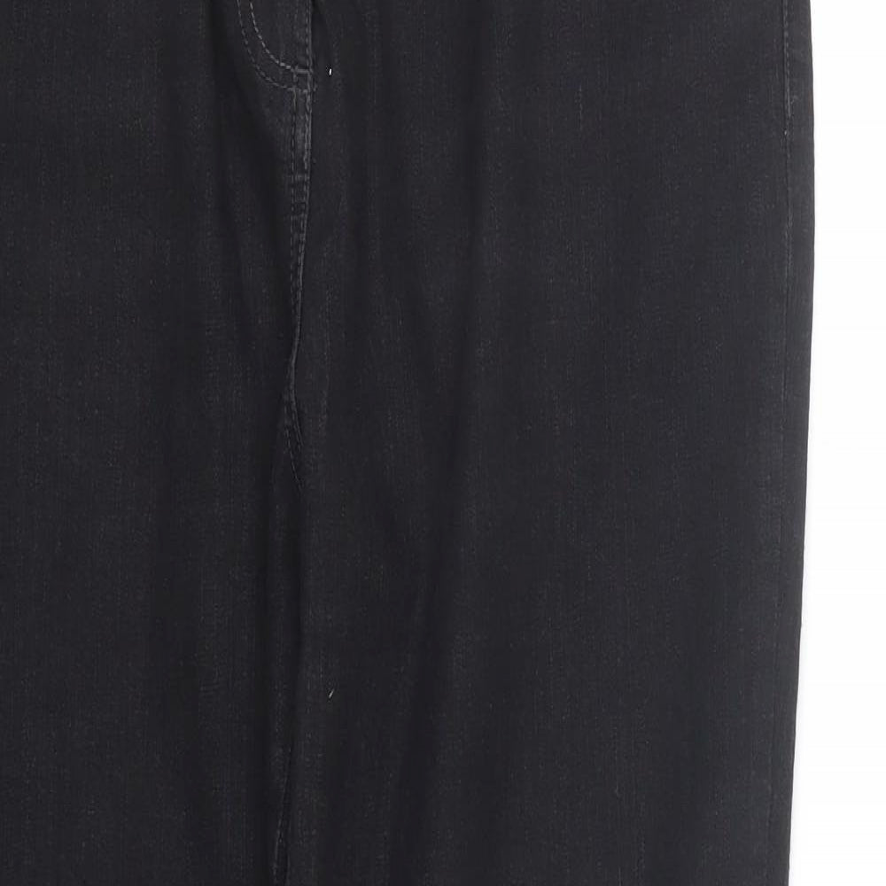M&S Womens Black  Denim Straight Jeans Size 16 L27 in