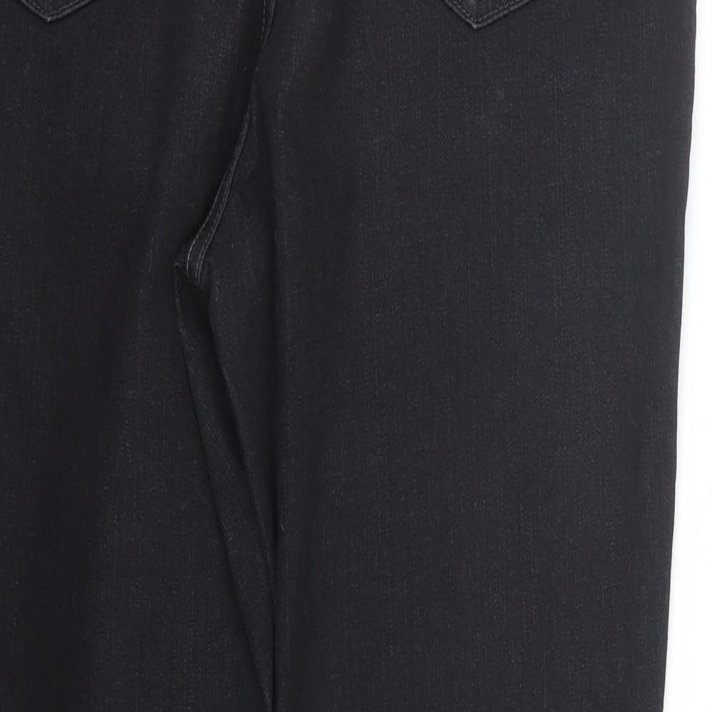 M&S Womens Black  Denim Straight Jeans Size 16 L27 in