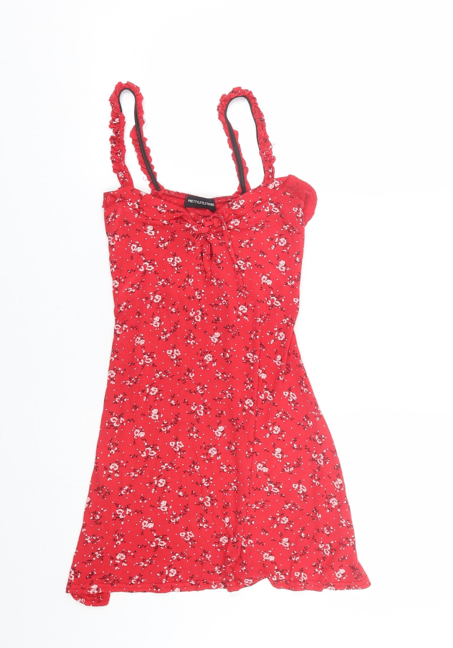 PRETTYLITTLETHING Womens Red Floral  Basic Tank Size 8