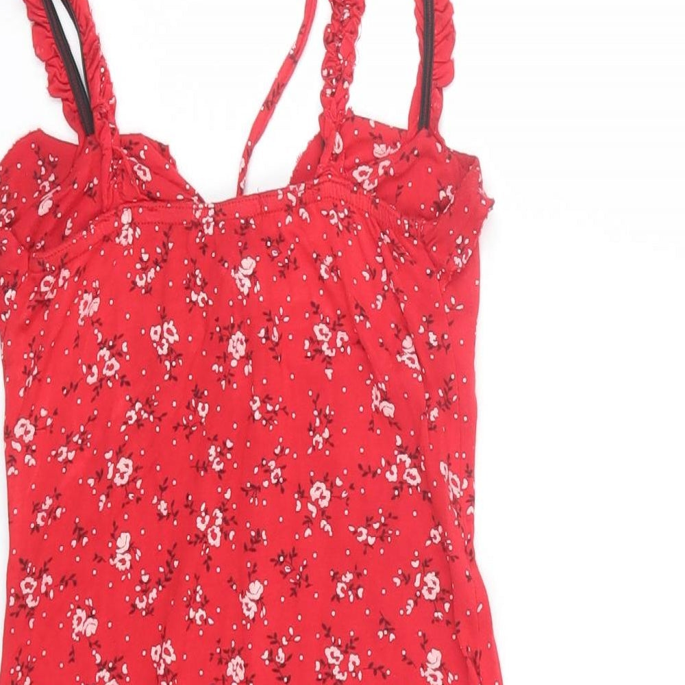 PRETTYLITTLETHING Womens Red Floral  Basic Tank Size 8