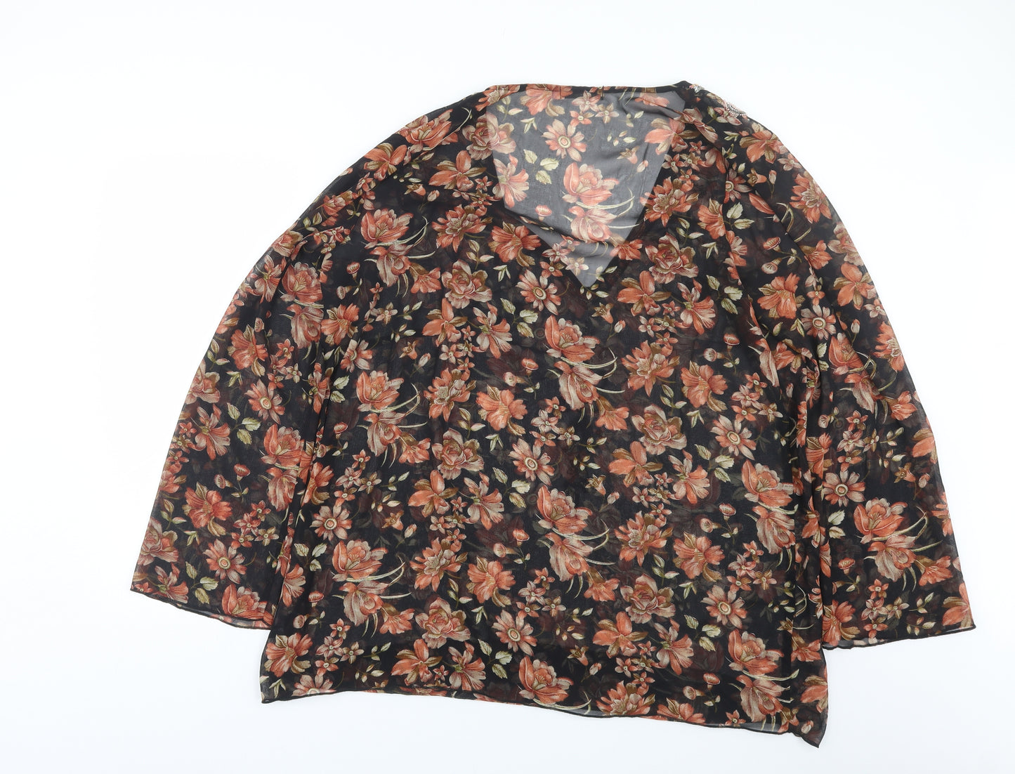 M&S Womens Black Floral  Basic Blouse Size 22