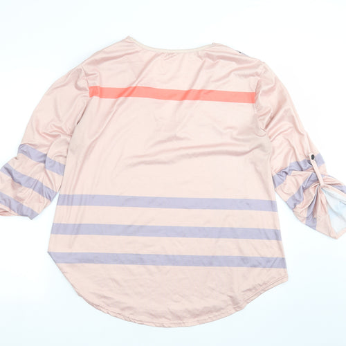 Preworn Womens Pink Geometric  Basic T-Shirt Size 2XL