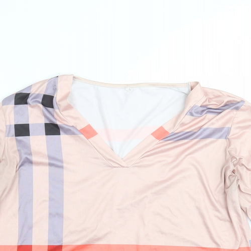 Preworn Womens Pink Geometric  Basic T-Shirt Size 2XL
