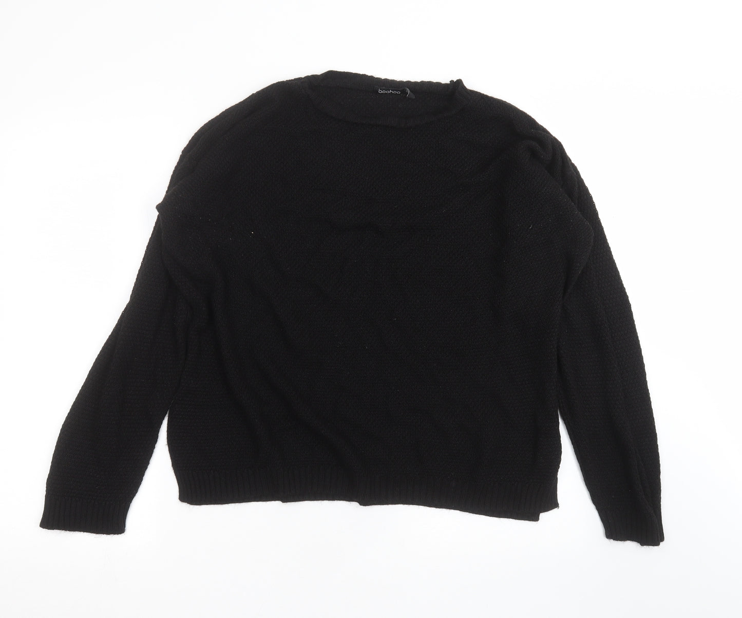 Boohoo Womens Black  Knit Pullover Jumper Size 18  - open sides