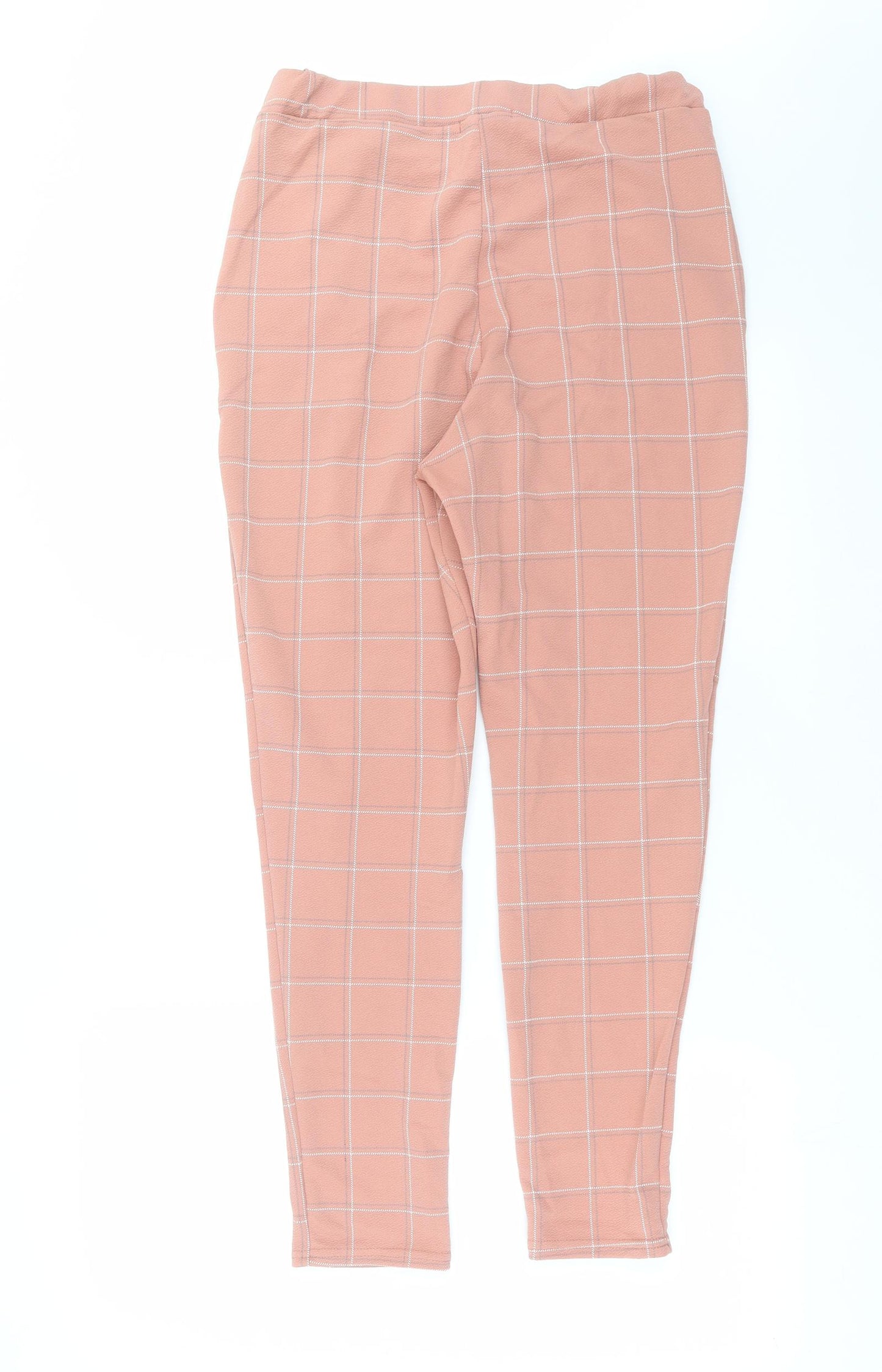 PRETTYLITTLETHING Womens Pink Check  Trousers  Size 14 L28 in
