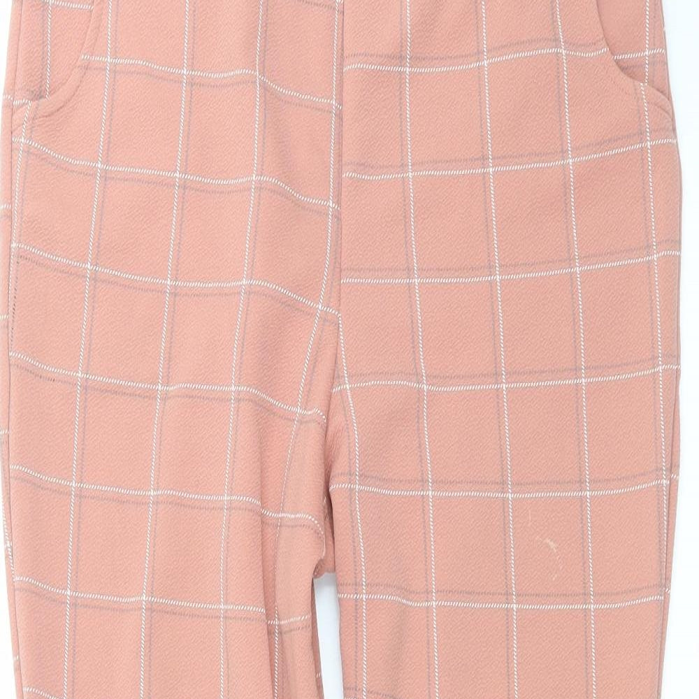 PRETTYLITTLETHING Womens Pink Check  Trousers  Size 14 L28 in